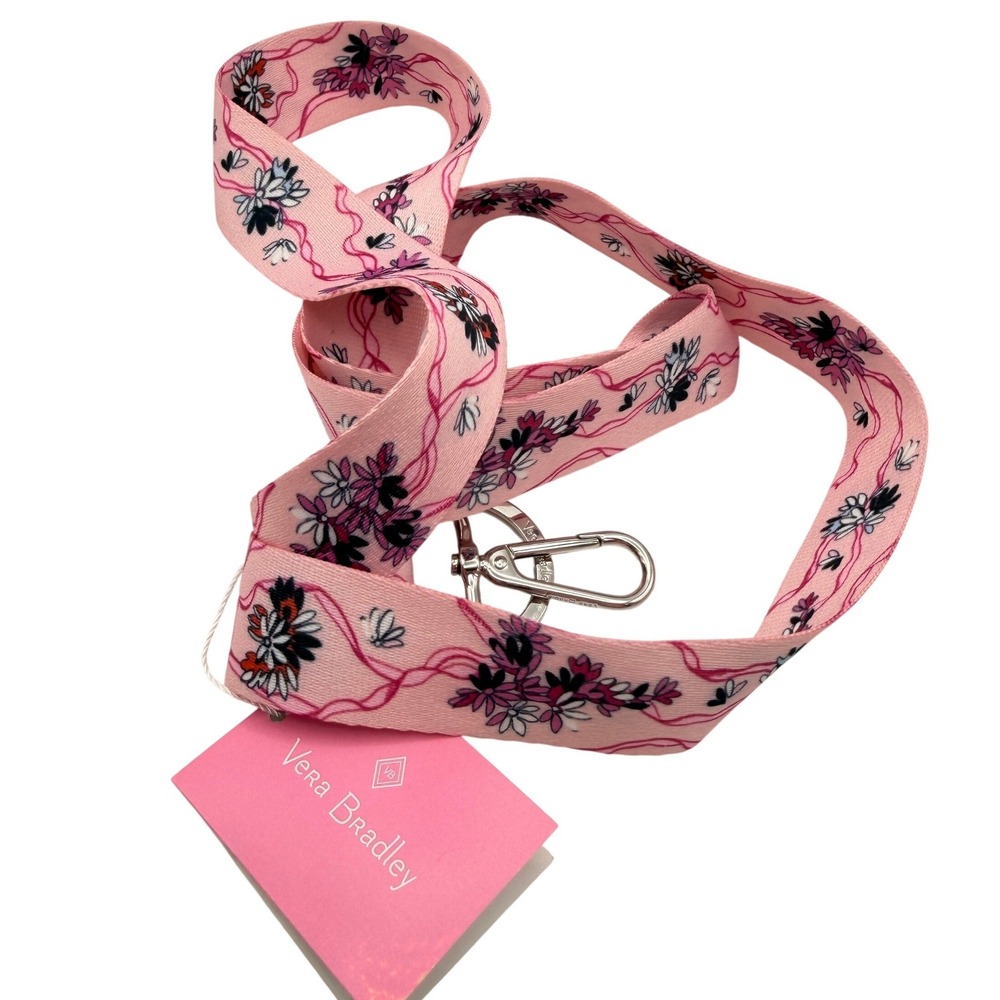 Vera Bradley Wide Lanyard Hope Blooms Floral Pink Breast Cancer Career Wear Gift